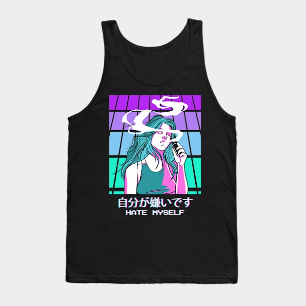 Hate Myself Waifu Anime Girl Aesthetic Weeb Tank Top by Alex21